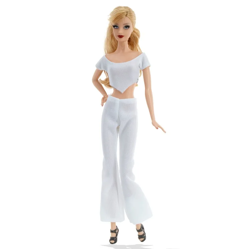 30cm Doll Clothes Accessories Simple Fashion Solid Colour Top + Pants Set For 1/6 BJD Supermodel Doll City Girl Daily Dress Up