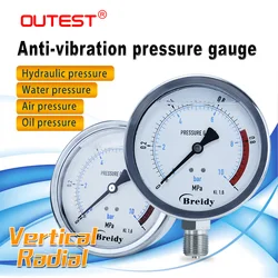 OUTEST Hydraulic Water Pressure Gauge 0-60mpa Radial G 1/4 G1/2 Oil Air 304 Stainless Steel Anti-vibration Manometer