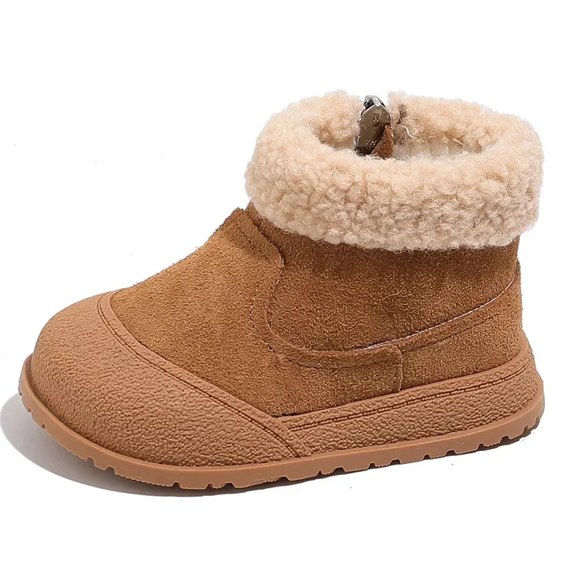 Girls\' Snow Boots 2024 Winter New Children\'s Plush Warm Thick Children\'s Cotton Shoes Soft Sole Anti Slip Baby Kid’s Short Boots