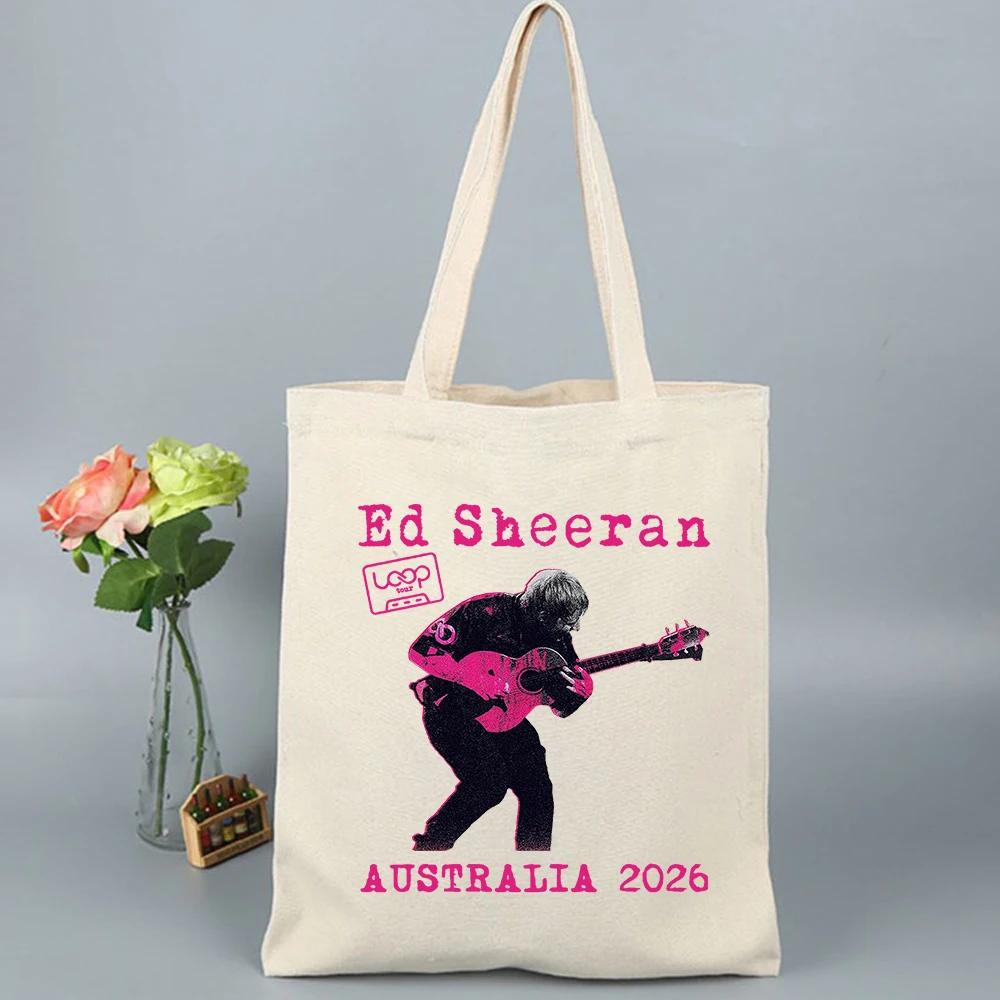 حقيبة تسوق برسومات Ed Sheeran Loop Tour حقيبة تسوق قماشية للمتسوقين Ed Sheeran Tour Merch حقائب كتف