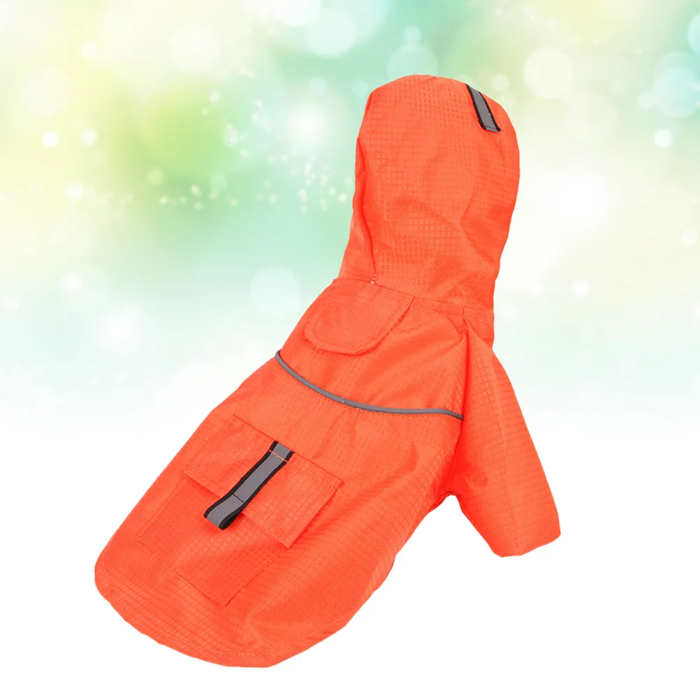 

Fashion Reflective Pet Dog Raincoat Hooded Waterproof Double Layer For Outdoor Walking Jogging Hunting Orange M Size