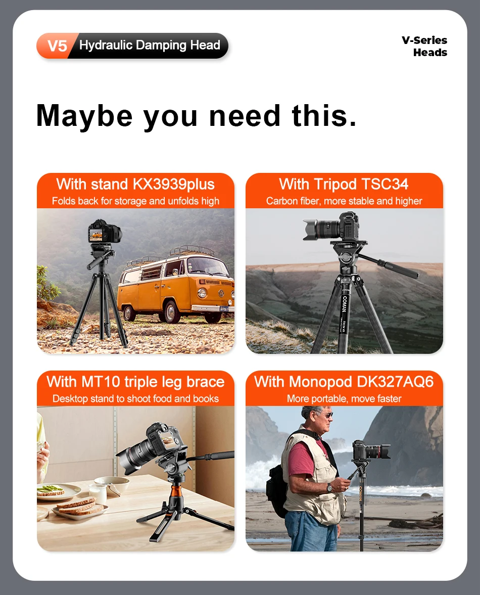 COMAN V5 Gimbal-Videokopf Panorama-Schnellwechselplatte DSLR-Kamerastabilisator Kompatibel mit DJI RS4 Manfrotto Hydraulik-Fluidstativ – Detail 11