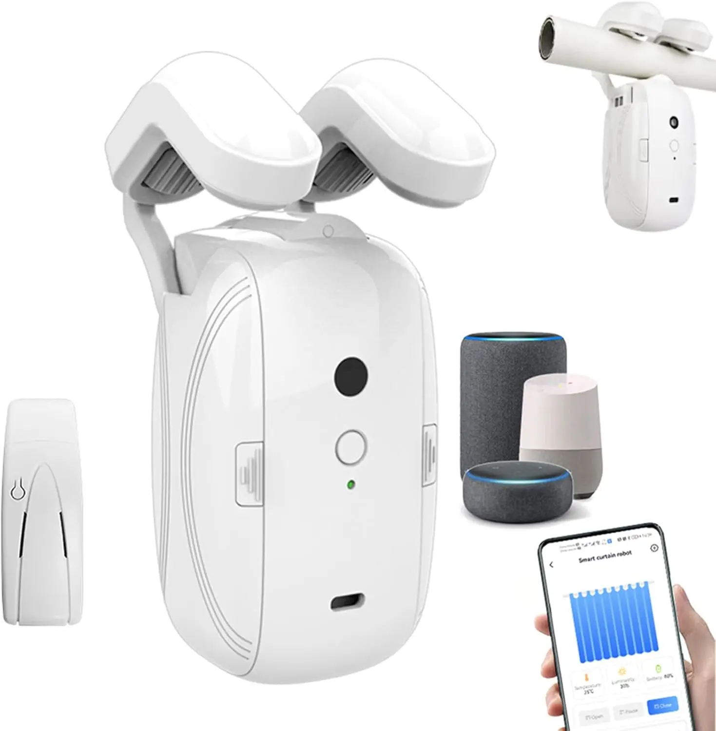 

Smart Automatic Curtain Opener | Remote Controled by App/Timer/Voice,Automatic Light Sensor, Add Gateways, For Alexa,No Remote