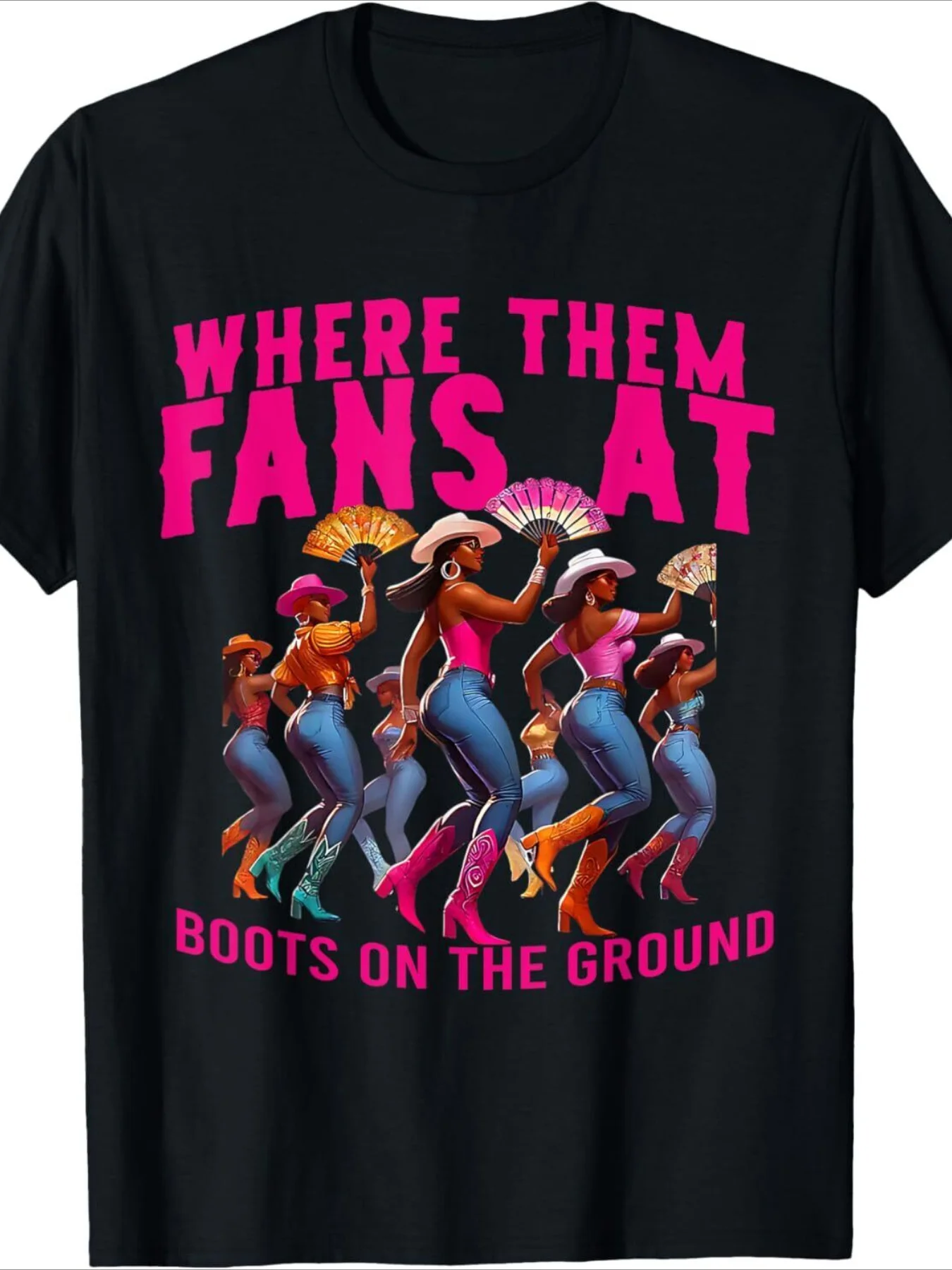 

Мужская черная джинсовая футболка с надписью "Where Are The Fans" - ярко-розовый вестерн-стиль, идеально подходит для концертов, фестивалей и мероприятий на открытом воздухе.