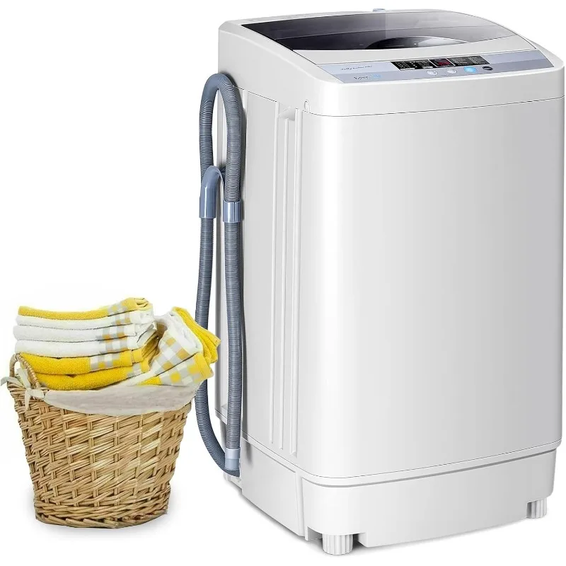 COSTWAY Portable Washing Machine, 12 Lbs Capacity Full-automatic Washer with 10 Wash Programs, LED Display, 8 Water Levels