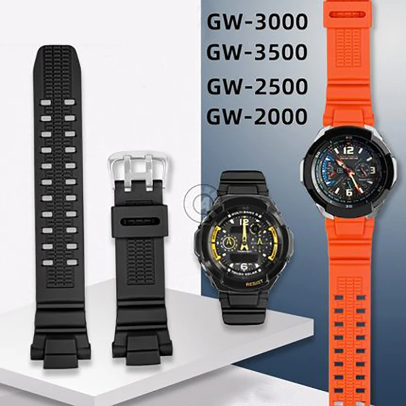 Silicone Watchband for Casio GW-3000B/3500B/2500B/2000 G-1500/1100 Waterproof Watch Band Strap Sports Rubber Bracelet Black