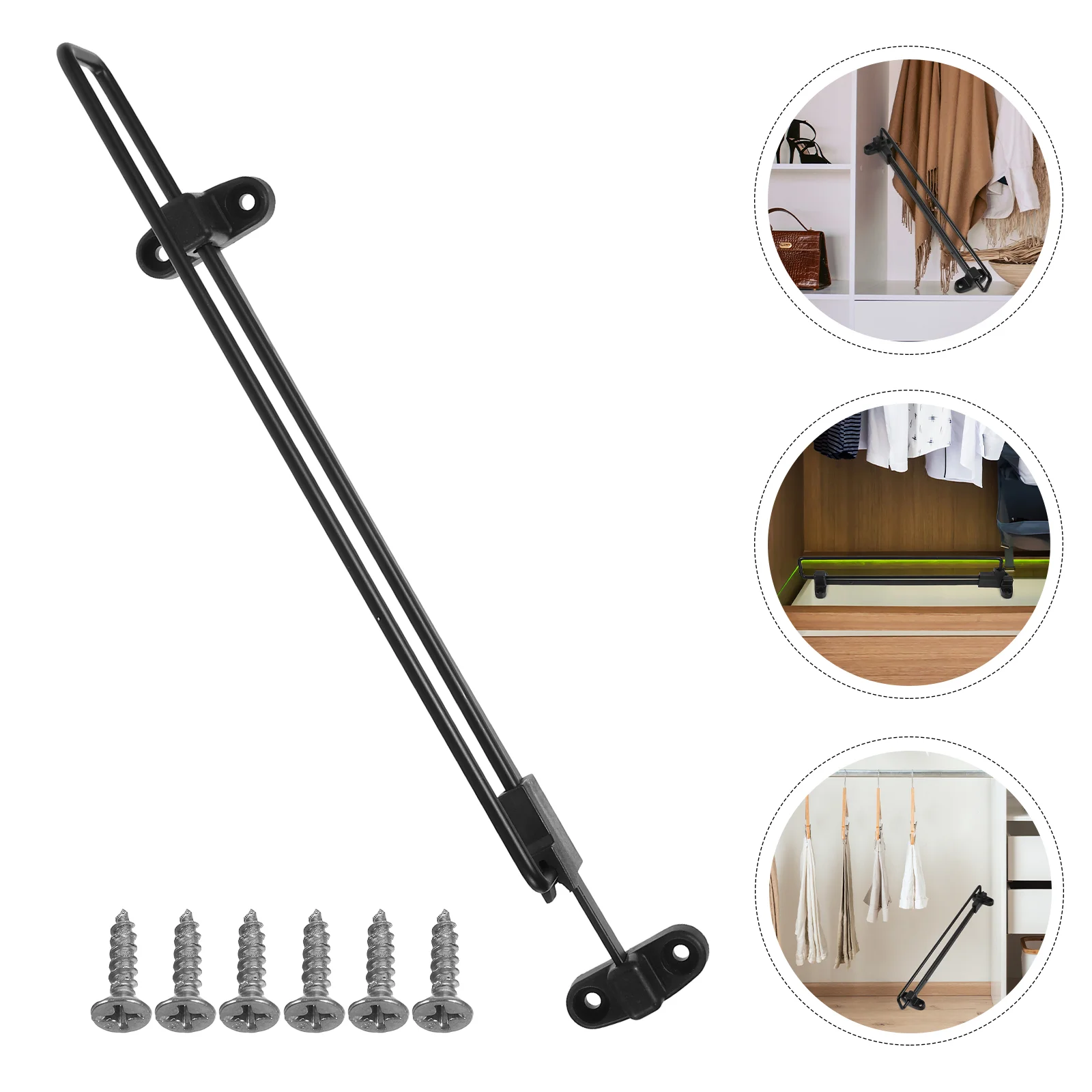 

Clothes Rail Pull Out Hanger Rod Garment Organizer Rack Extendable Closet down Telescopic