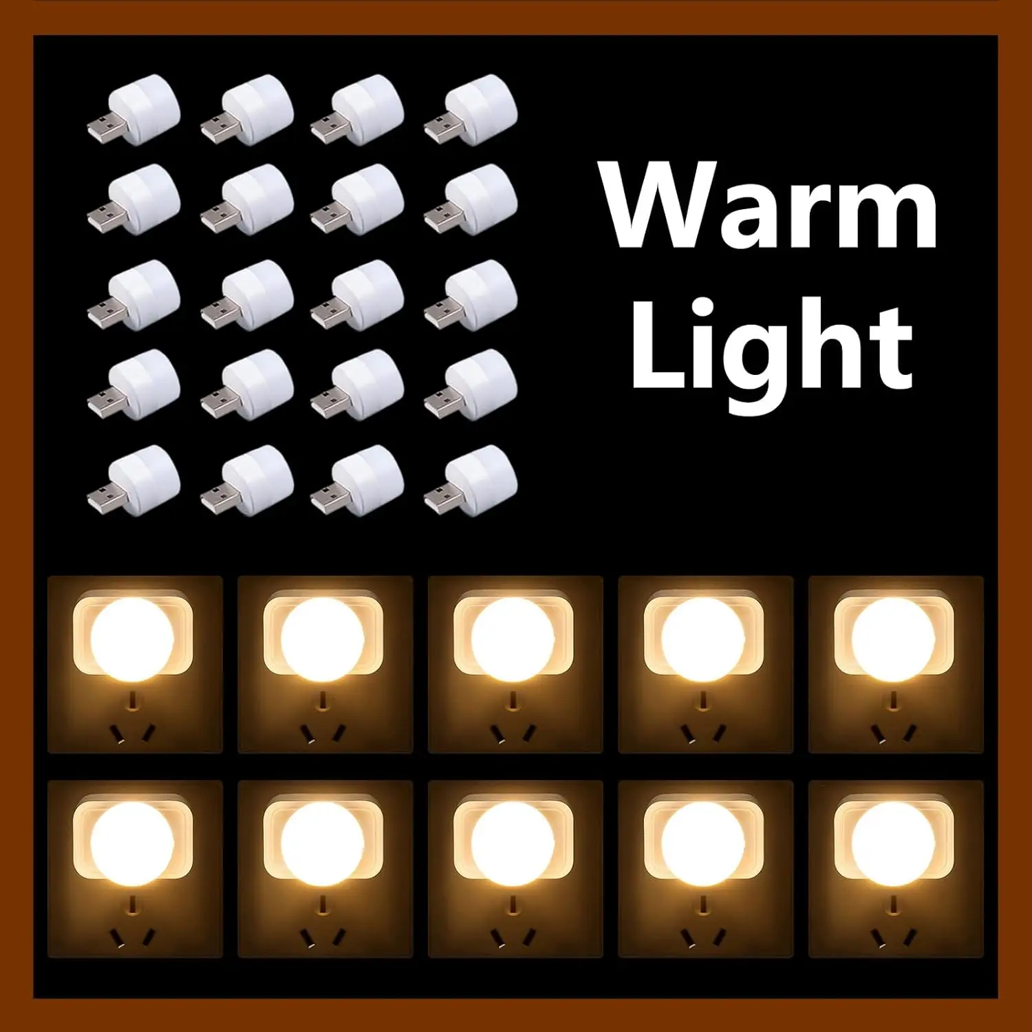 

20pcs Mini USB Night Light Eye Protection Book Reading Lamp Compact LED Bulb for Car BedroomNursery Bathroom Portable Lighting