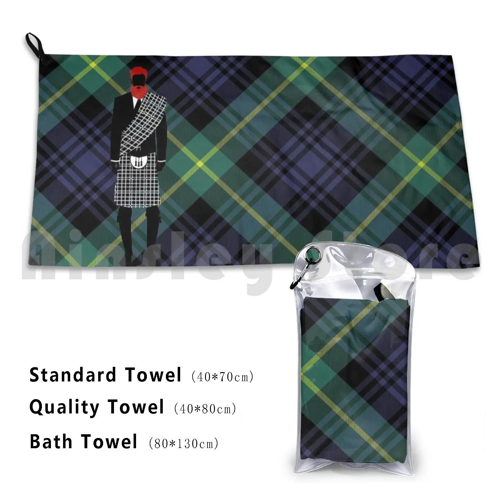 The Gentleman-Black Watch Version Beach Towel Quick Dry Quality Towel Tartan Black Watch Tartan Black Watch Scottish