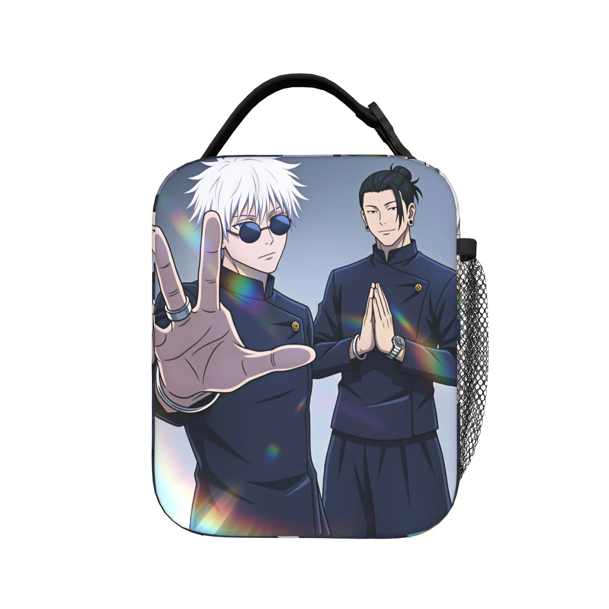 Satoru Gojo Comic Animation Lunch Bag Vintage Lunch Box School Portable Thermal Lunch Bags For Child Waterproof Print Cooler Bag