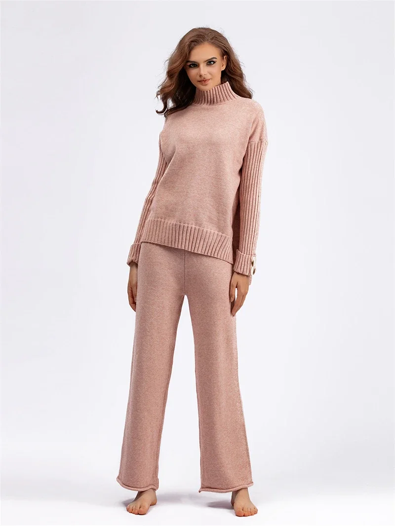 Fashion Knitted 2 Piece Sets Women Outfit Fall Clothes 2024 Women Pullover Sweater Top and Pant Sets Casual Sweatsuit Woman Sets