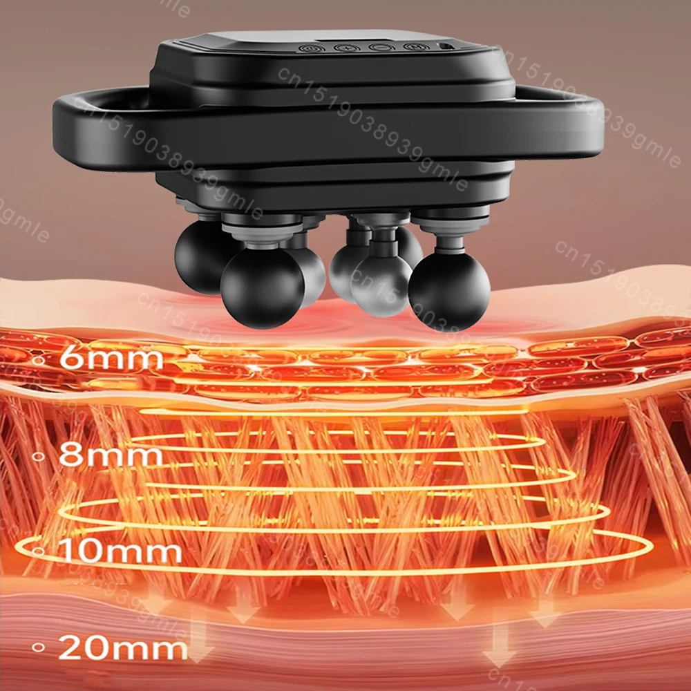 Электрический фасциальный пистолет, массаж спины, талии, высокочастотный массажер для тела, плеч, 8 головок, массажер для мышц, пистолет для снятия боли в мышцах
