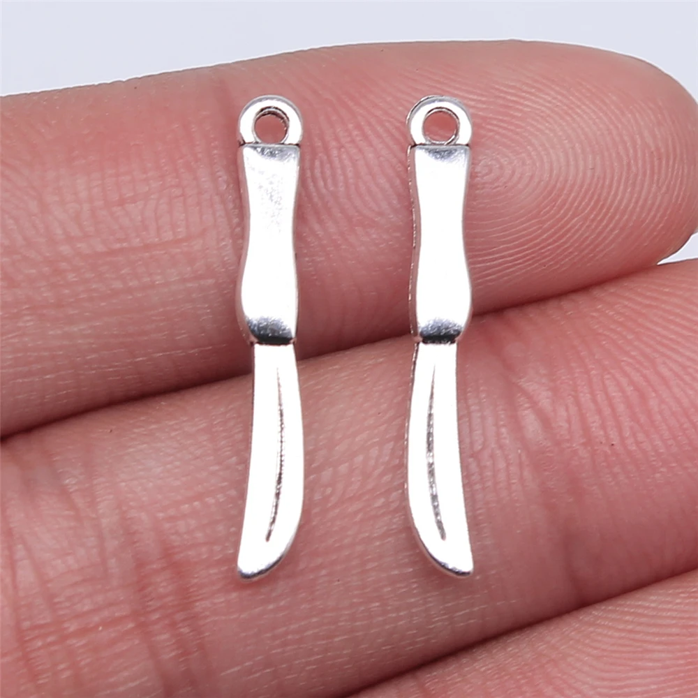

Wholesale 300pcs/bag Charm Tools Knife 25x4mm Antique Antique Silver Color Color Pendants Making DIY Handmade Jewelry