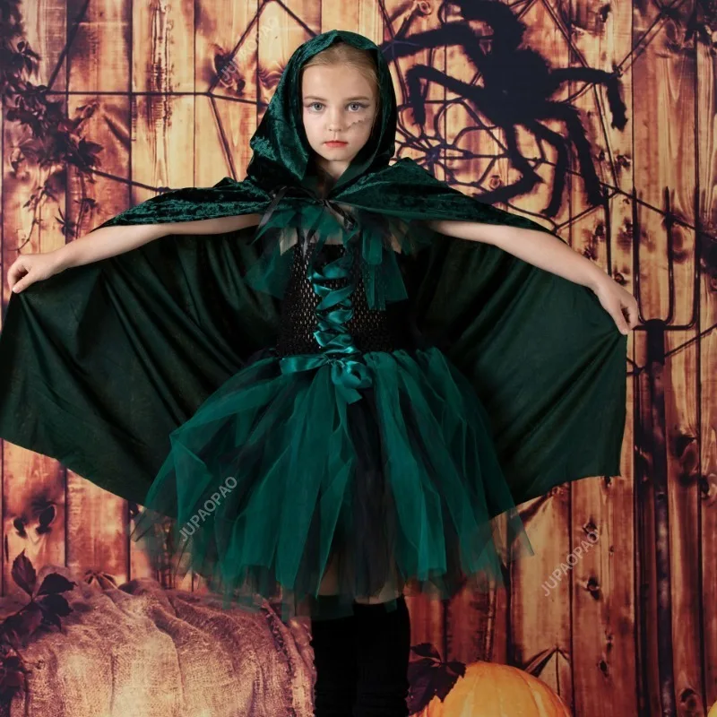 New Halloween Cloak for Kids Adults Velvet Hooded Cape Witch Cosplay Costume Fancy Dress Party Supplies Halloween Decoration