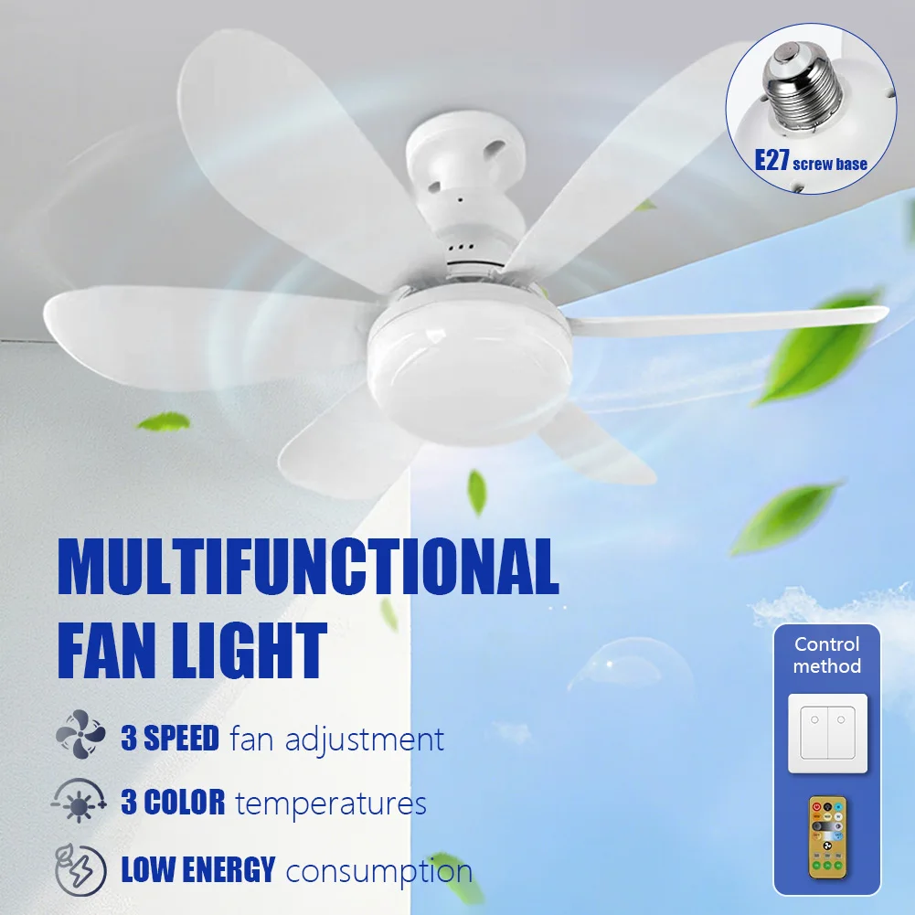 

E27 LED 30W Ceiling Fan Light With Remote Control Detachable 3000-6000K Dimming For Living Bedroom Study Household Use 85-265V