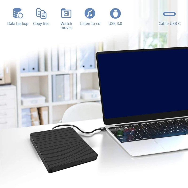 New USB 3.0/Type-C Slim External DVD RW CD Writer Drive Burner Reader Player Optical Drives for Laptop PC