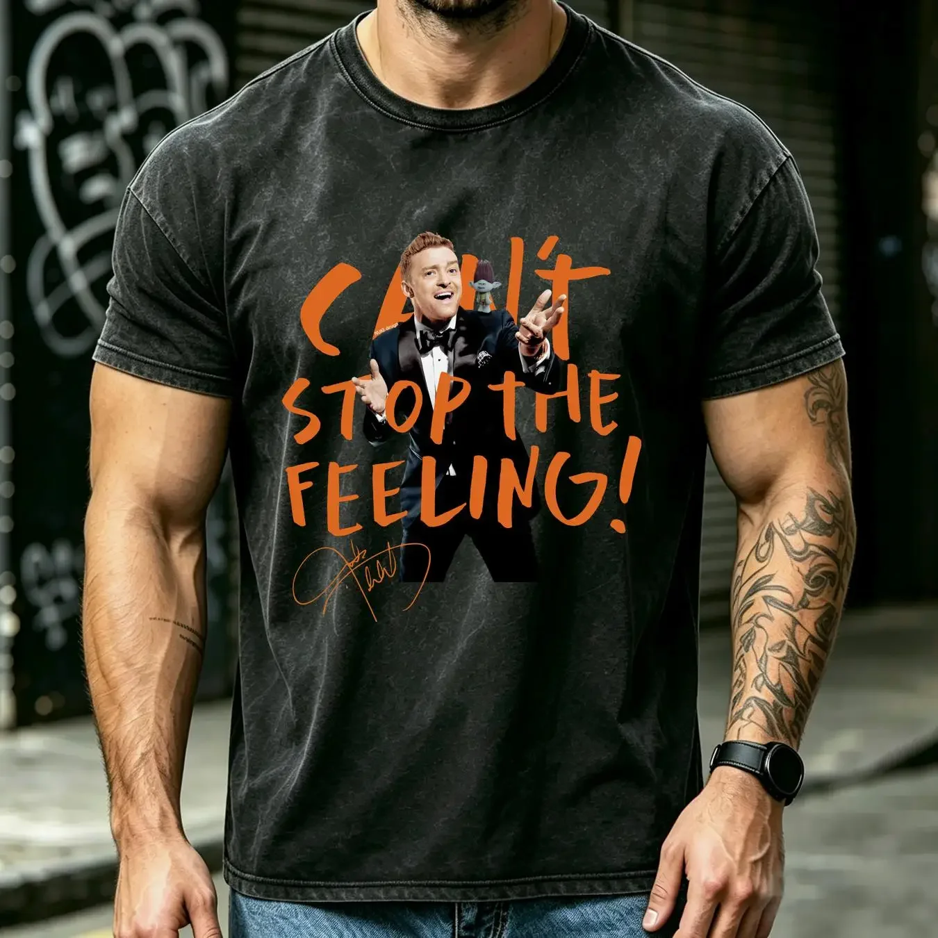 washed T Shirt Can't Stop The Feeling Justin Timberlake All Size S 2345XL long or short sleeves vintage Washed Casual Slightly