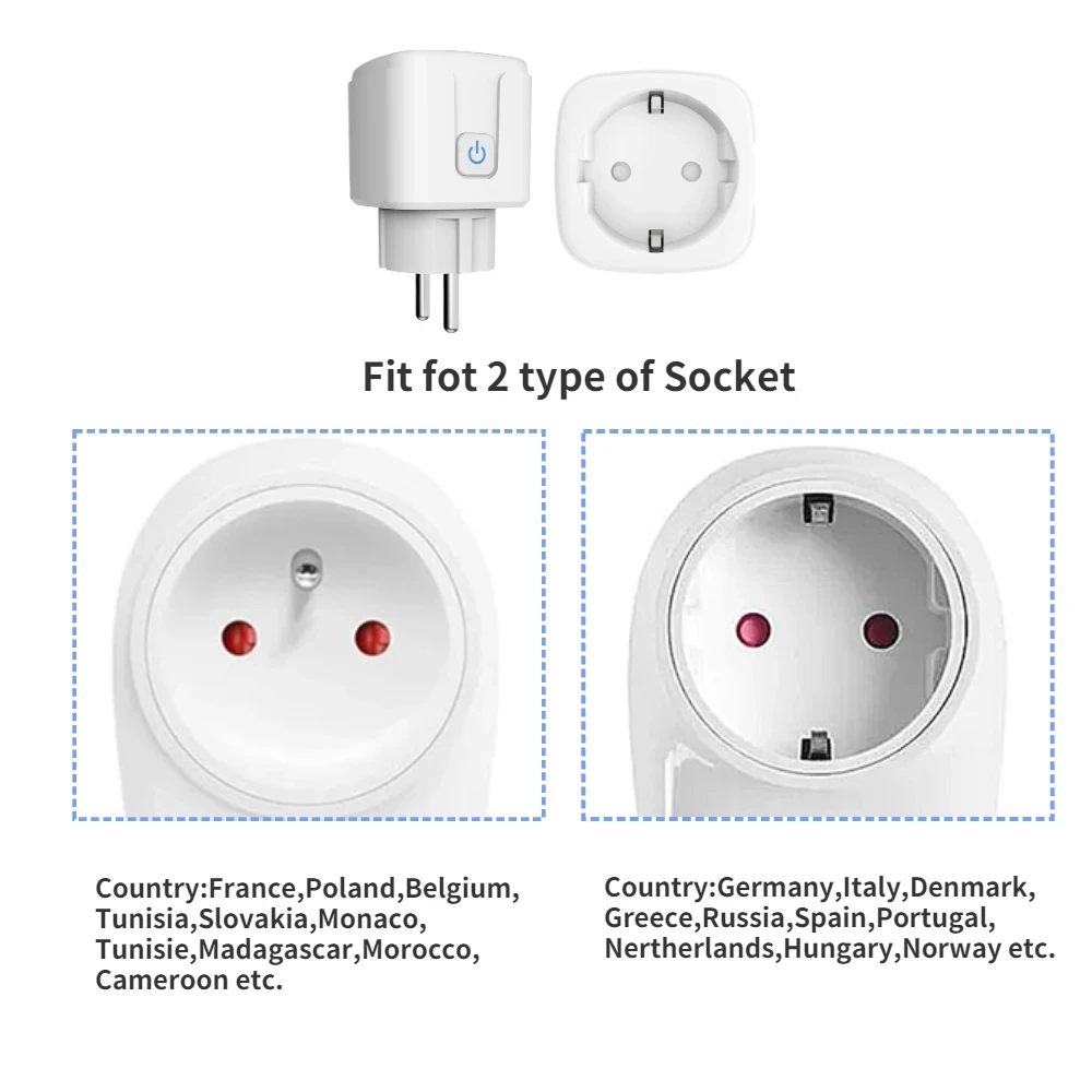 TASMOTA Smart Home Preflashed  WiFi Plug Works With Home Assitant Electric Consumption Monitoring 16A 100-240V