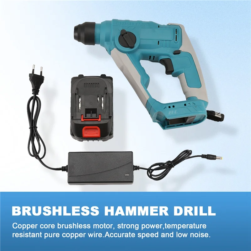 

Brushless Hammer Drill, SDS-Plus Cordless Hammer Drill For Concrete Masonry,Stones, Household Lithium Hammer-New