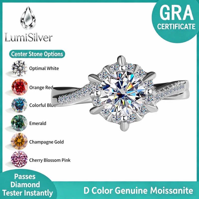 S925 Sterling Silver Ring for Women with Star Weave Twist Arm High-End Feeling Moissanite Ring
