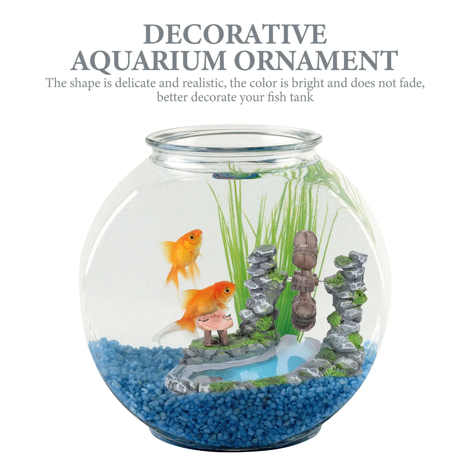 

Resin Waterwheel Crafts Fish Tank Mountain Decorative Fake Mountain Aquarium Accessory Lightweight Lively Atmosphere Essentials