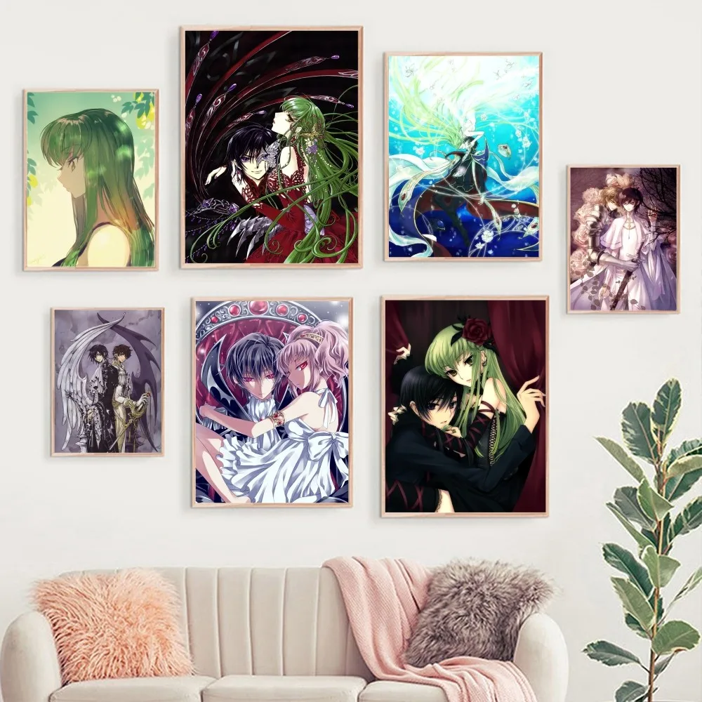 Code Geass Lelouch Poster 1PC Cartoon Pop Poster Paper Waterproof HD Sticker Bedroom Entrance Home Living Room Wall Decor