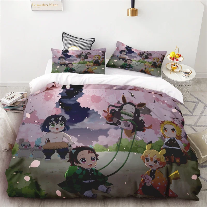 Funda nórdica Demon Slayer para adultos y niños, suave y cómoda, tamaño completo, No Yaiba Kimetsu, cama de matrimonio, regalo de cumpleaños