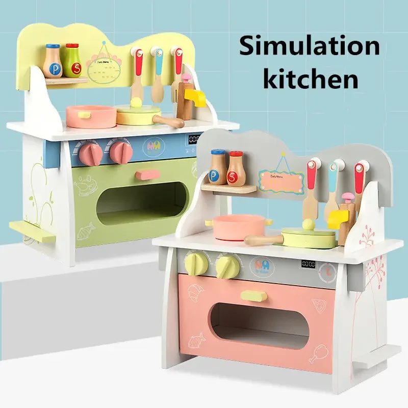 Wooden Play Colorful Mini Kitchen Simulation Kitchen Children\'s Kitchen Cooking Pretend Play Toys