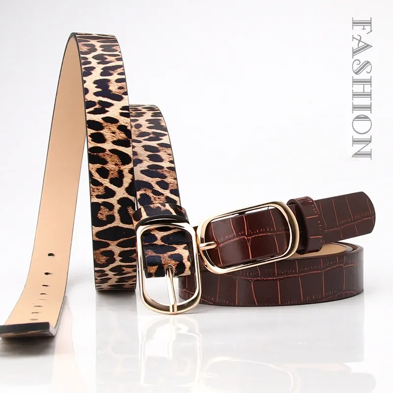 2023 New Classic Vintage Designer Belt Snake Leopard Print Women's Belt Black Fashion Everyday Versatile Women's Belt