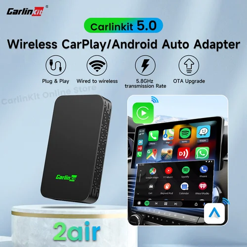 Carlinkit 5,0 2air Carplay inalámbrico Android auto adaptador inalámbrico para Toyota Mazda Ford Vw Peugeot Skoda Kia Haval Wifi BLE
