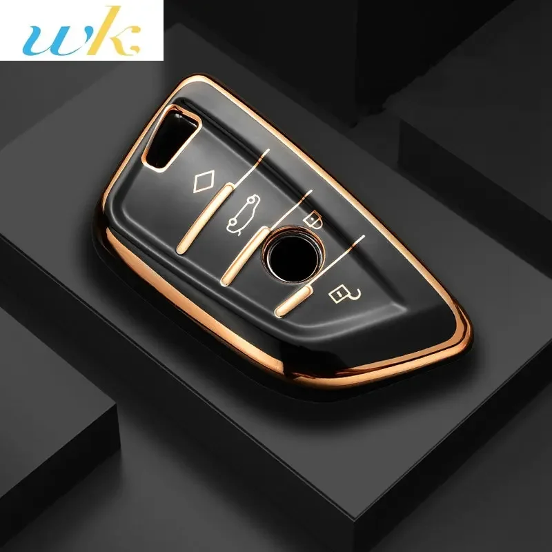 

Plating TPU Car Key Case Shell Cover Fob For BMW X1 X3 X4 X5 F15 X6 F16 G20 G30 1 3 5 7 Series G11 G32 F11 F39 F48 G01 G02 G07