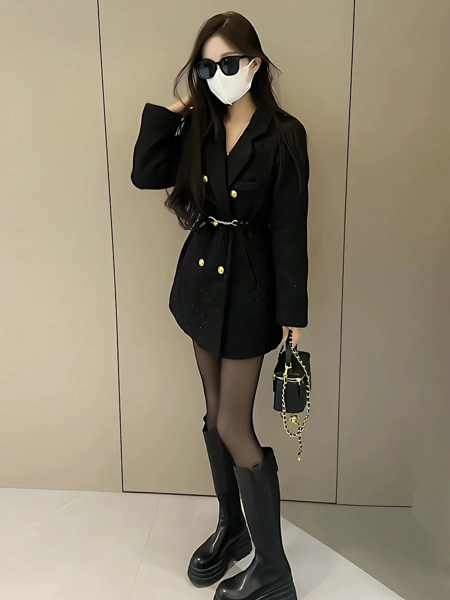 

Женское пальто-жакет с поясом для похудения, в уличном стиле, премиум-класса, новая коллекция Весна 2026