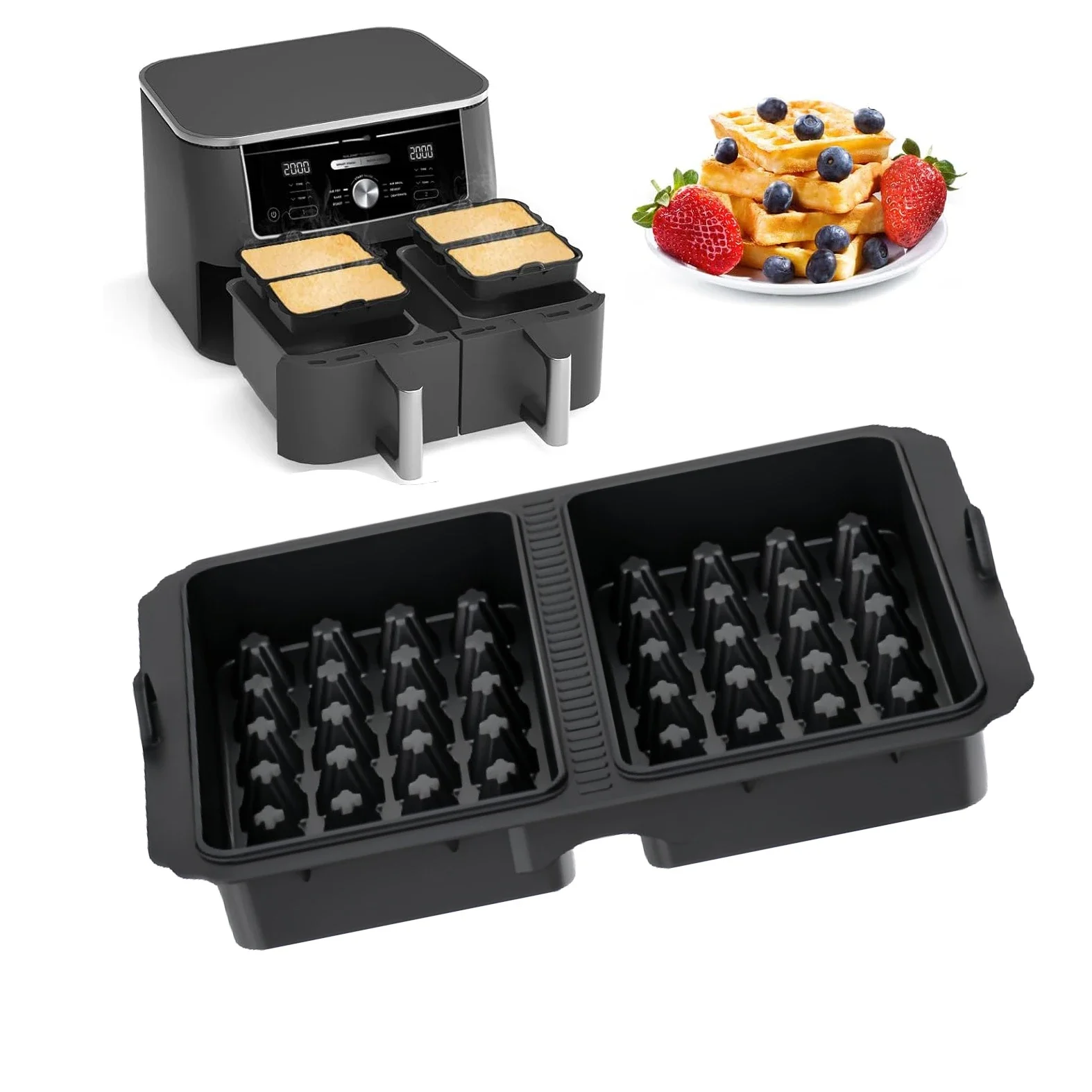 1pc Silicone Waffle Liner for Air Fryer Reusable Waffle Making Baking Mold Cake Cookie Baking Tray Safe Airfryer Accessories