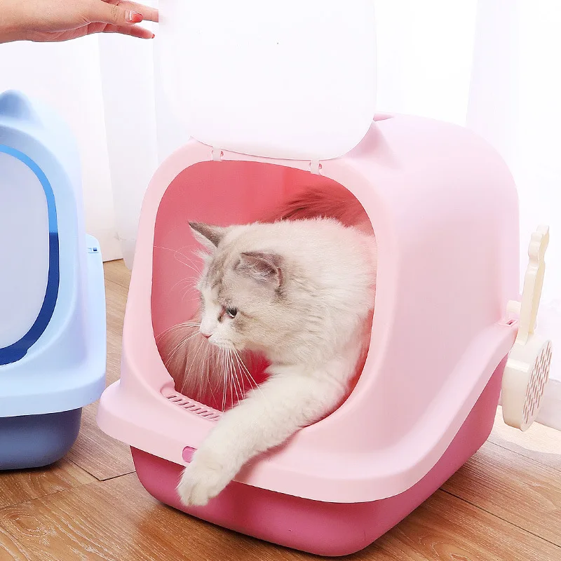 Cat Litter Box Anti-throwing Pipi Tao Entrance Pp Cat Toilet Fully Enclosed Cat Ear Flip Fully Enclosed Cat Litter Box