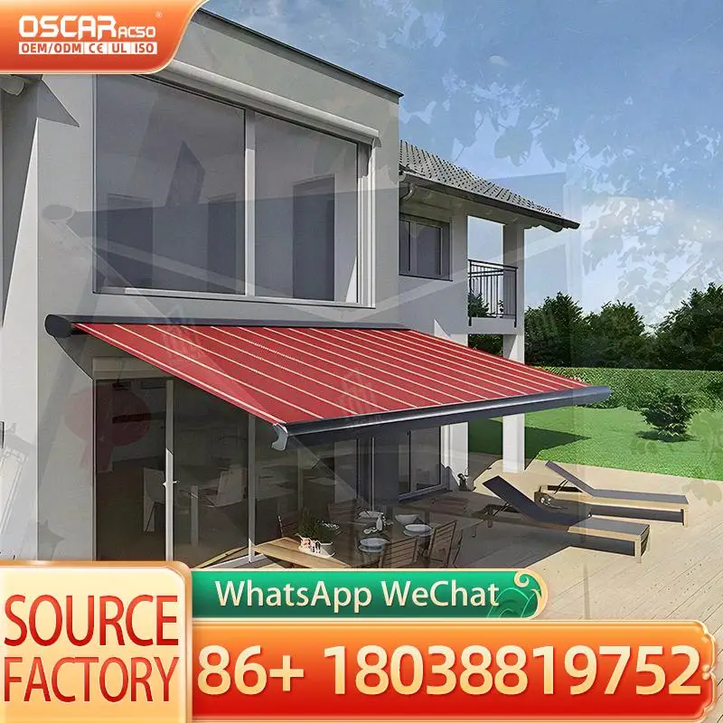 Folding Aluminum Motorized Waterproof Acrylic Full Cassette s for Patio Garden Veranda Outdoor Shade Retractable Awning