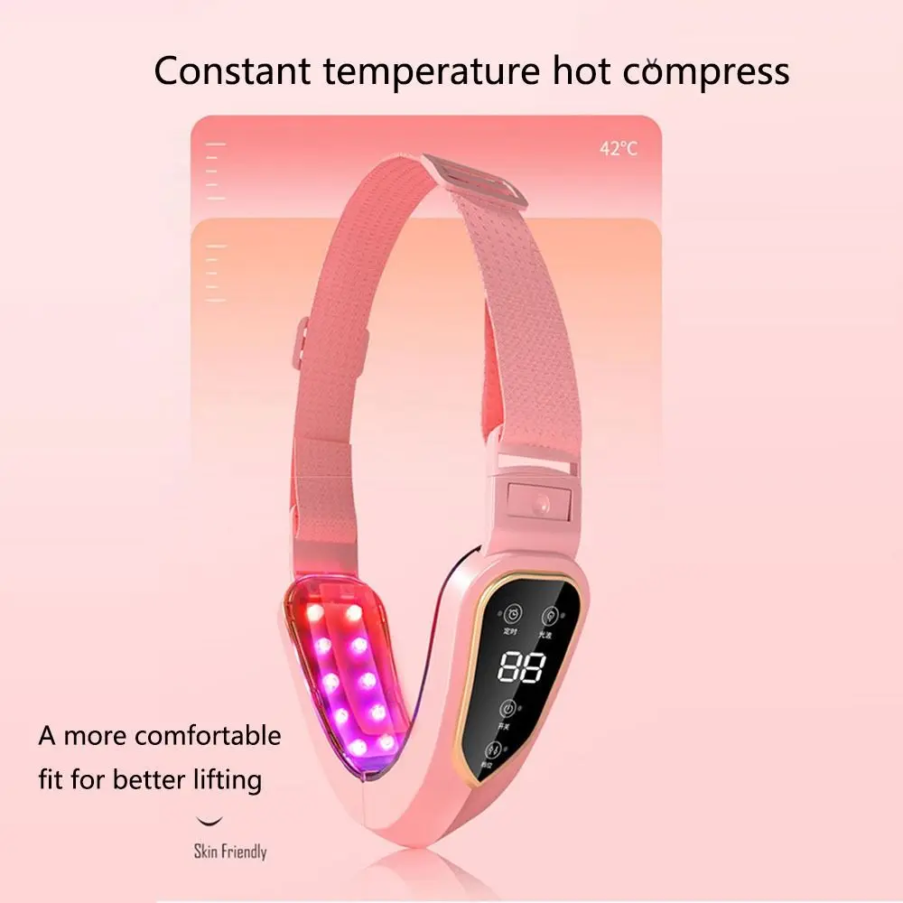 LED Display Face Lifter Vibration Massager 12 Modes USB Rechargable V-Shaped Face Machine Double Chin Eliminator Comfortable