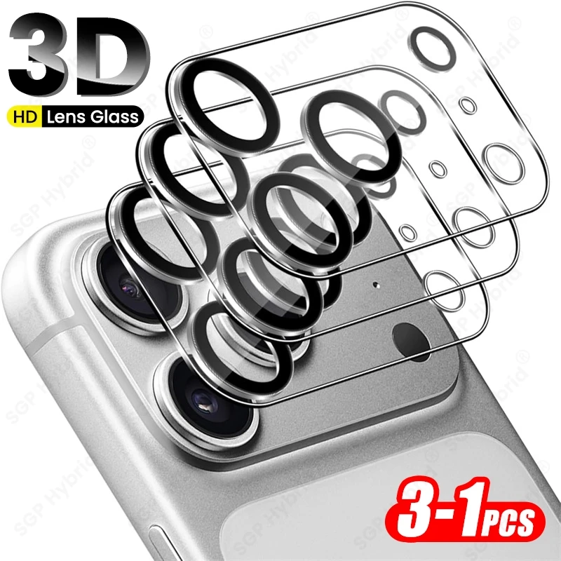 3-1Pcs 3D Curved Clear Crystal Tempered Glass Camera Lens Protector Case For iPhone17 iPhone 17 Pro 