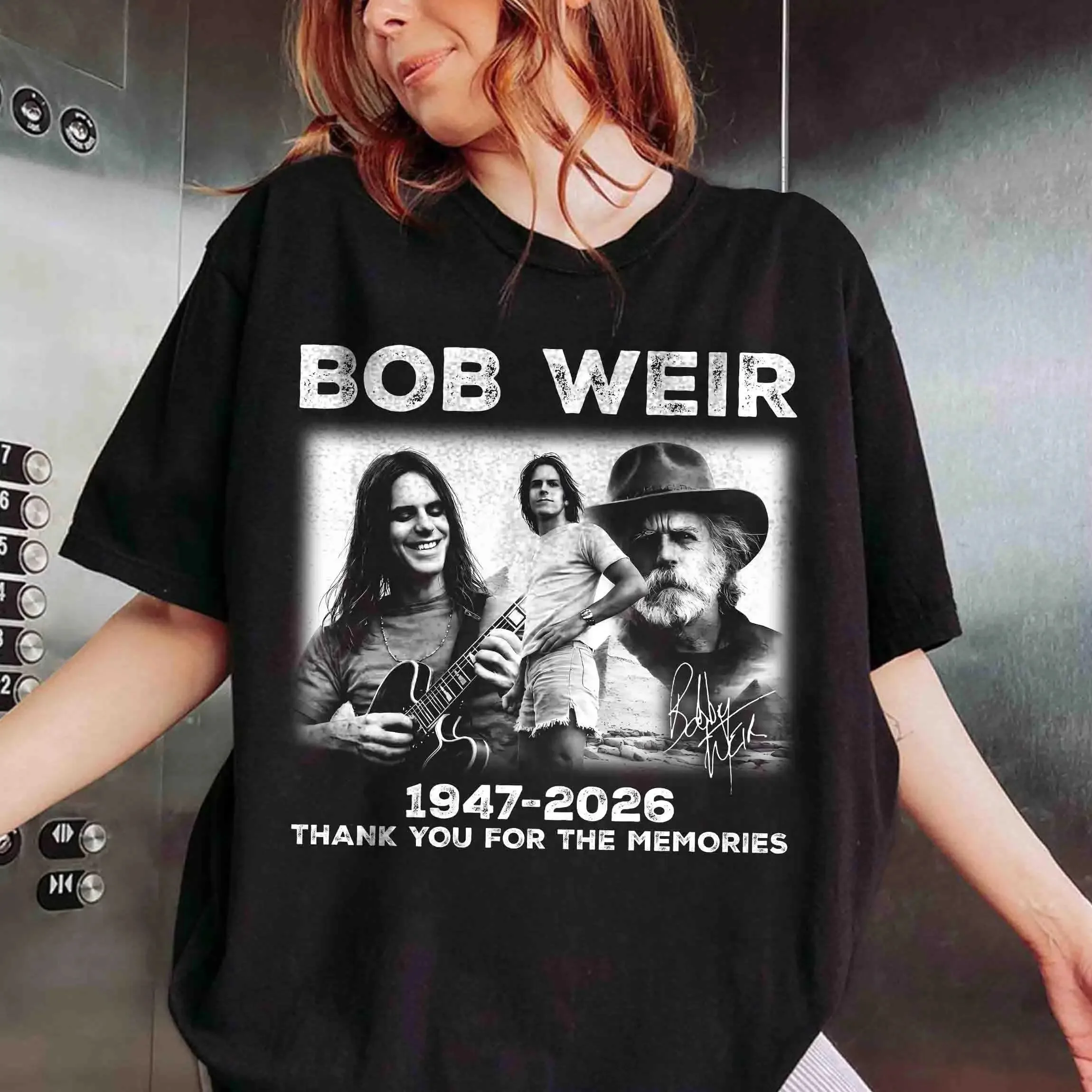Camiseta clásica con diseño de guitarra de Jam Band, camiseta de Bob Weir Thank You for The Memories, camiseta para fanáticos de Grateful Dead, ropa informal para hombre y mujer
