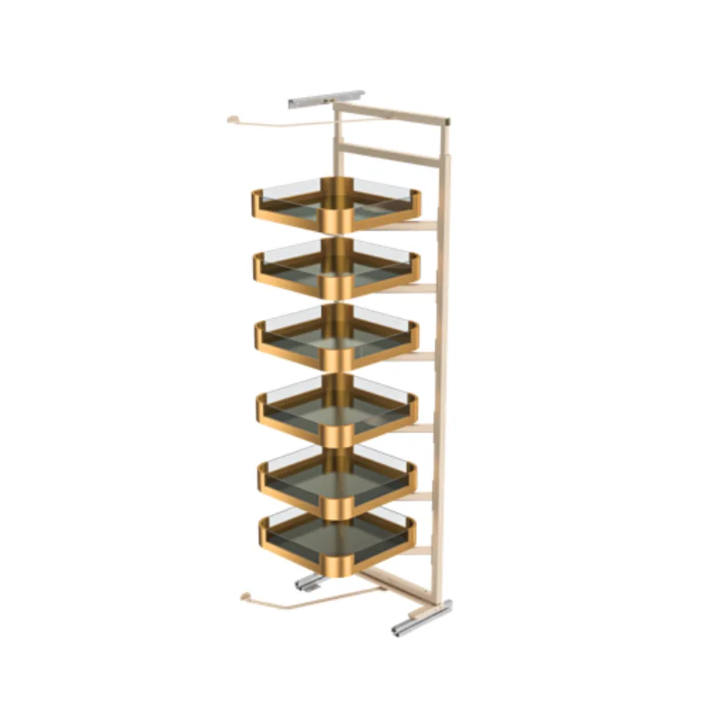 Modern Heavy Duty 6 Tier Rotating Pull-Out Unit With Soft Closing For Kitchen Pantry Cabinet Storage And Stainless Panels