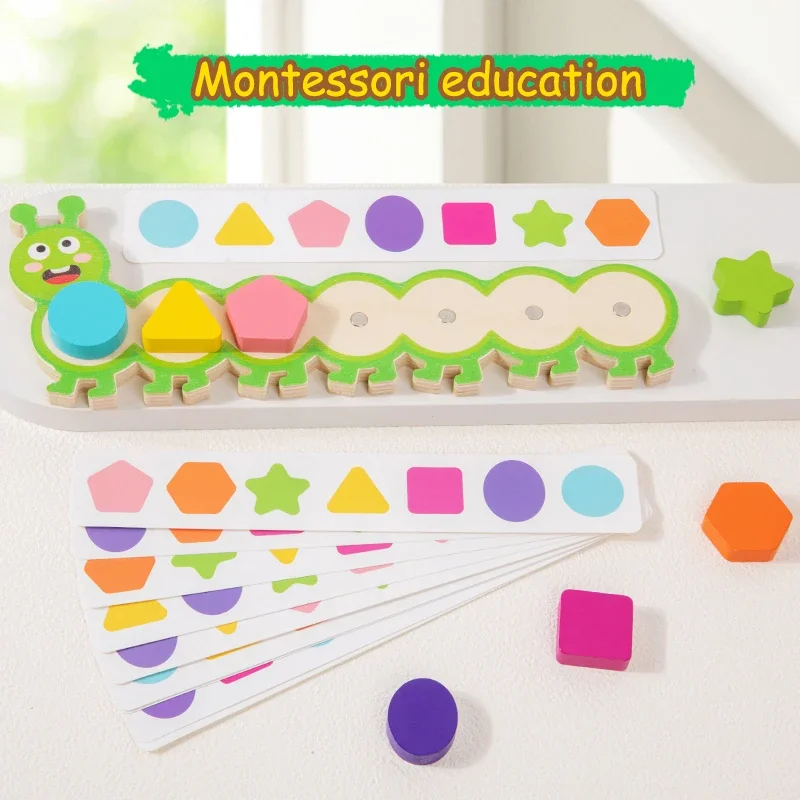 Puzzles chenille magnétiques Montessori, jouets pour enfants, jeu de société d'entraînement à la réflexion logique, couleurs et formes assorties