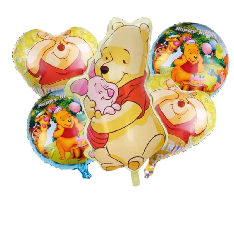 Cartoon Winnie Bear Piggy Aluminium Foil Balloons Kids Happy Birthday Party Decorations Baby Shower Gifts Cake Topper