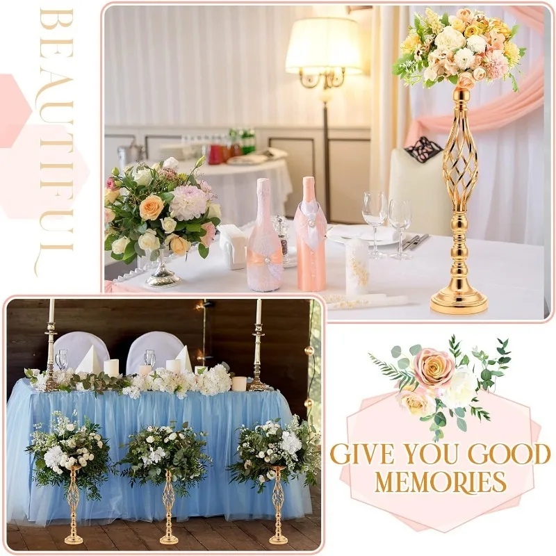 20 Pcs Large Wedding Centerpiece Table Decorations Tall Metal Flower Arrangement Stand Elegant Flower Vase Candle Holder image 5