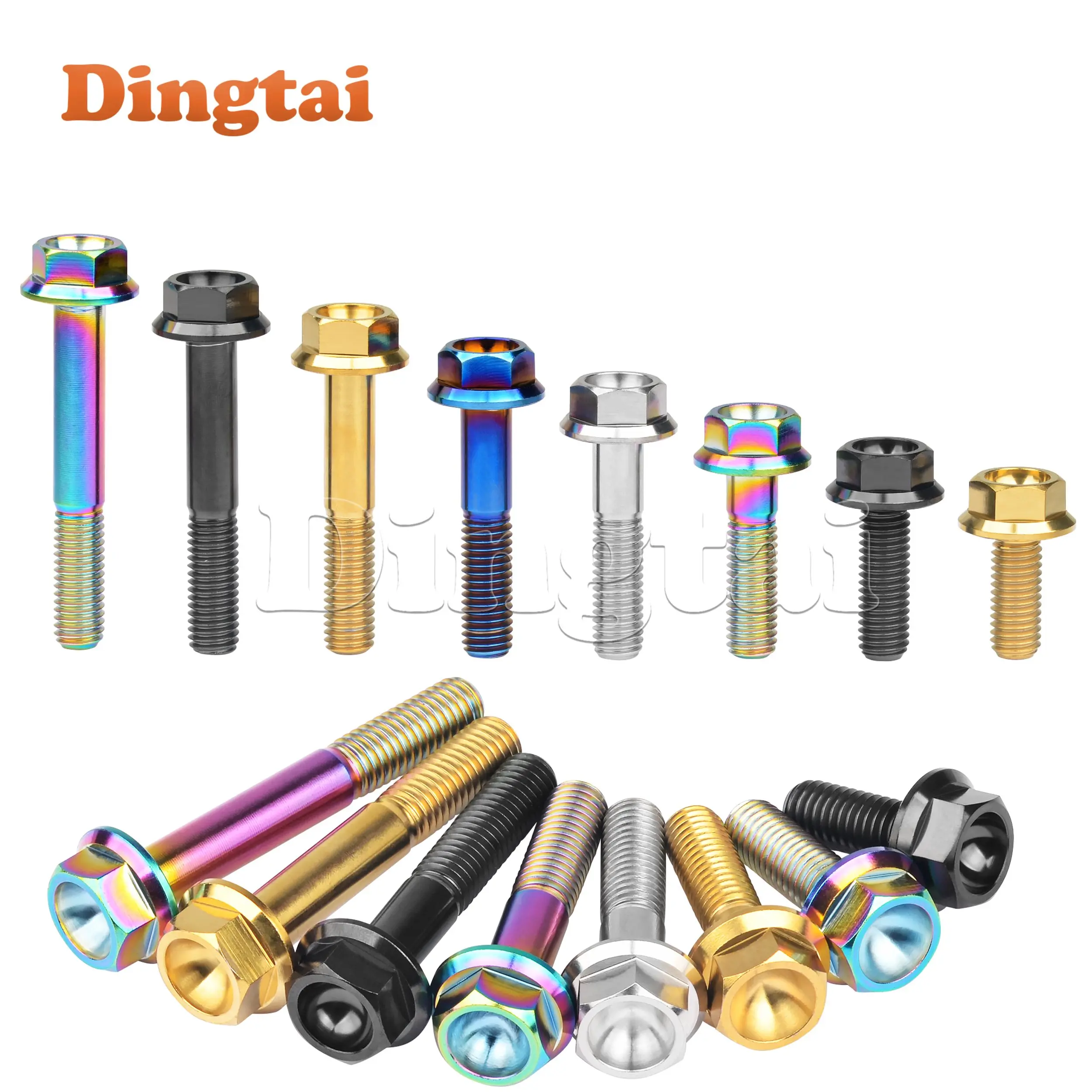 딩타이 티타늄 볼트 M8X15/20/25/30/35/40/45/50/55mm 육각 헤드 플랜지 볼트 오토바이 나사용