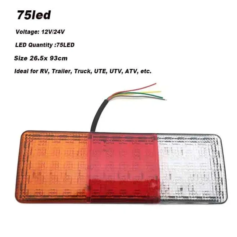 2pcs 12V Waterproof 75 LED Tail Lights Trailer Lights Signal Indicator Lights For RV Camper Van Trailer Truck Boat