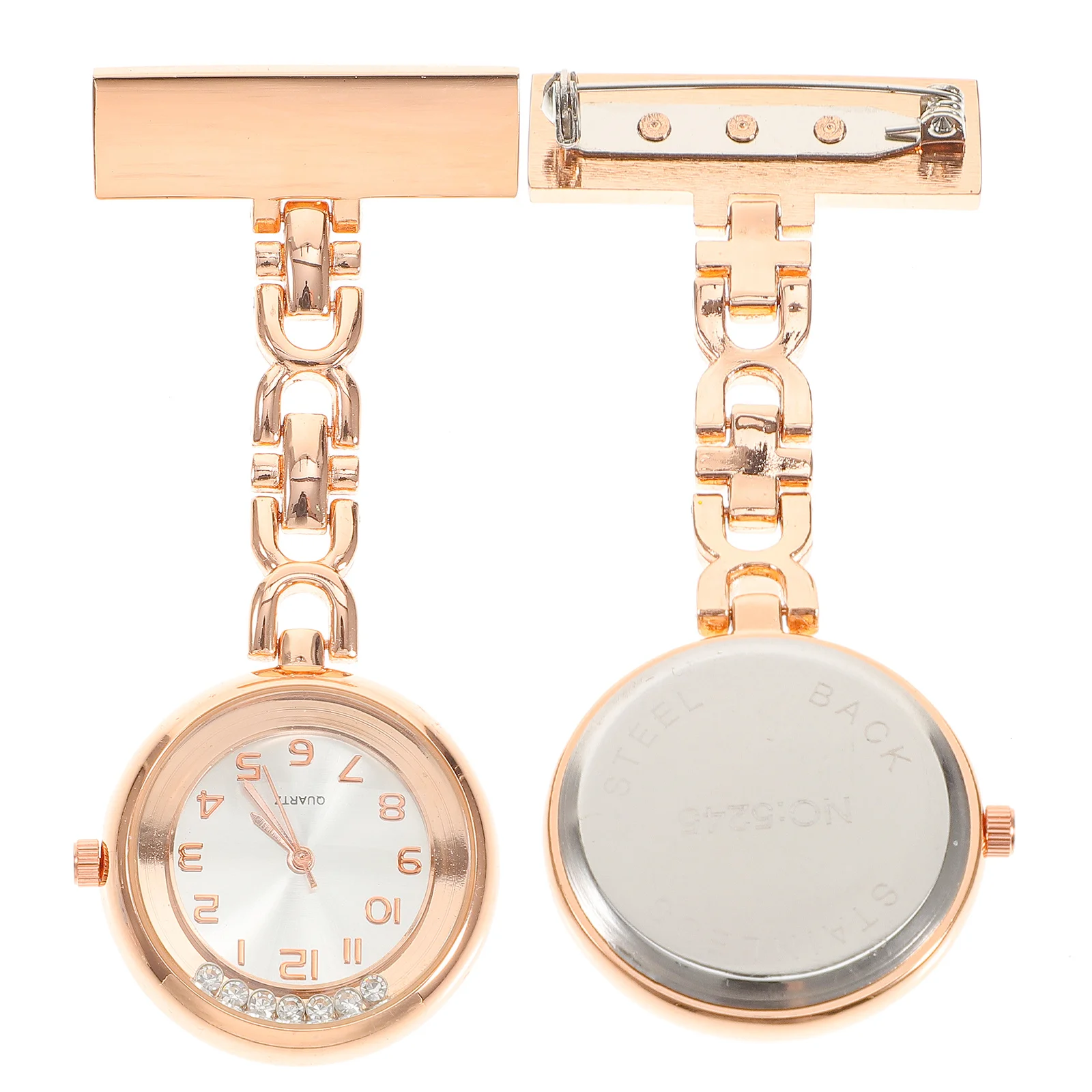 

1pc Nurse Pocket Watch For Women Diamond Alloy Quartz Fob Watch Large Dial Clip-On Design Nursing Student Gift Hanging