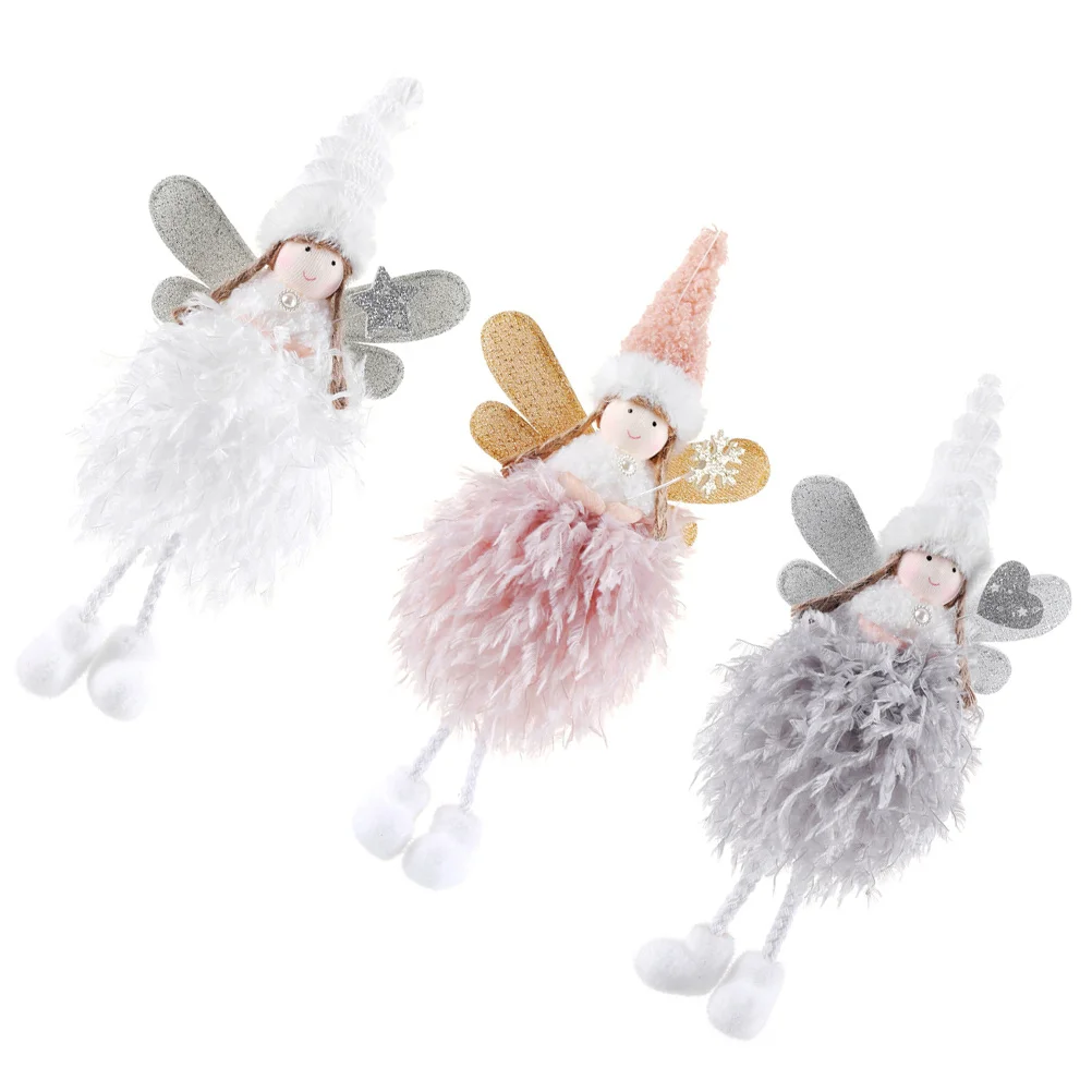 

3pcs Cloth Angel Hanging Decor Christmas Tree Pendant Ornament For Home Party Yard Window Decoration Xmas Gift Wind Chime