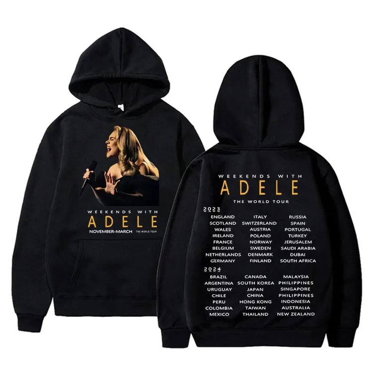 

Britain Popular Singer Adele Weekeds with Adele The World Tour Print Hoodie Men Women Fashion Casual Oversized Hooded Sweatshirt