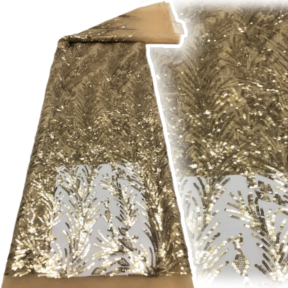 

Pink Luxury French Mesh Beaded Embroidery African Nigerian Sequins Lace Fabric for Wedding Dresses Sewing Material 5yards CC1606