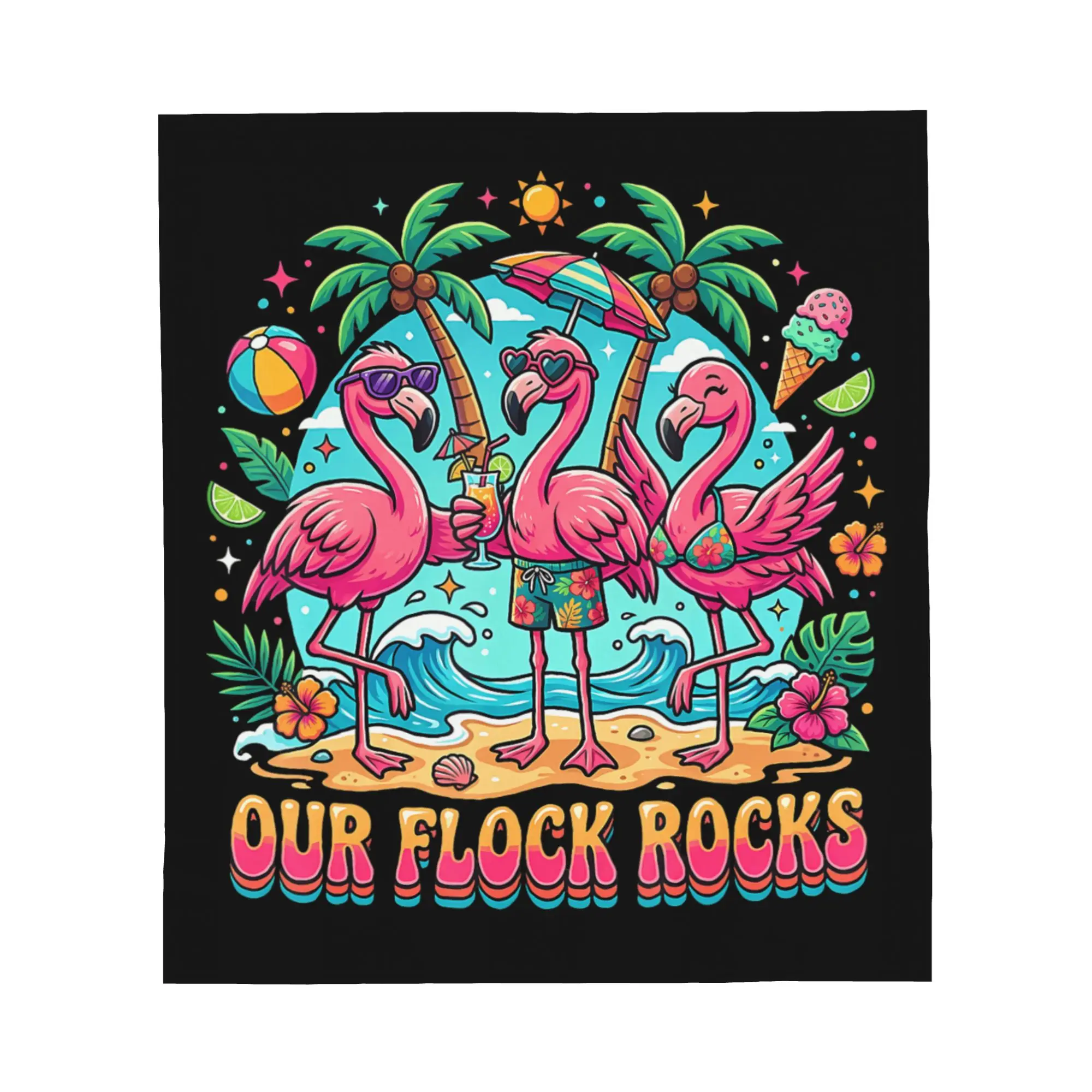 1PC Nos Flamants Roses Assortis pour Les Vacances en Famille Blanket Throw Blanket Novelty Warm Blanket All Season Gift