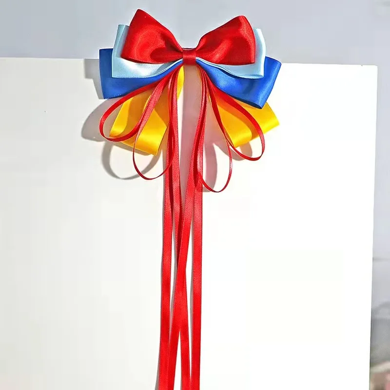 Women Girls Red Big Bow Hairpin Clip Kids Bow Tassel Ribbon Hair Card Cute Sweet Snow White Hair Clips Headwear Hair Accessories